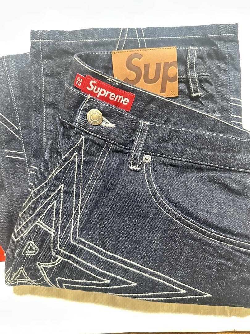 Stars Topstitch Baggy Jean Indigo 32