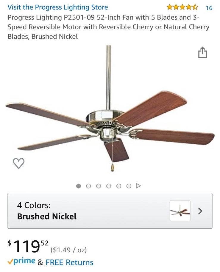 Reversable color ceiling fan