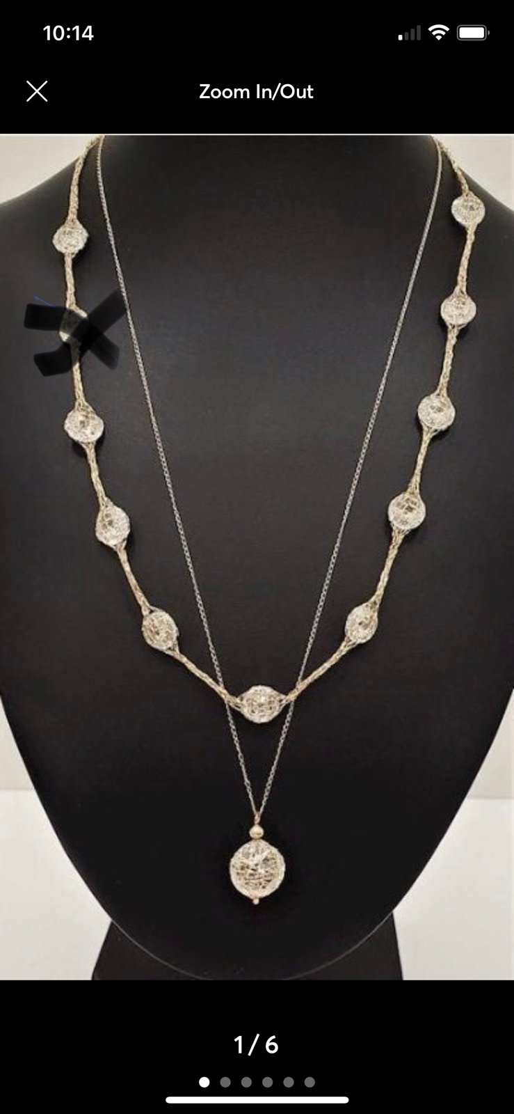 Pair of 14K solid Yellow Gold CZ Necklaces missing one stone