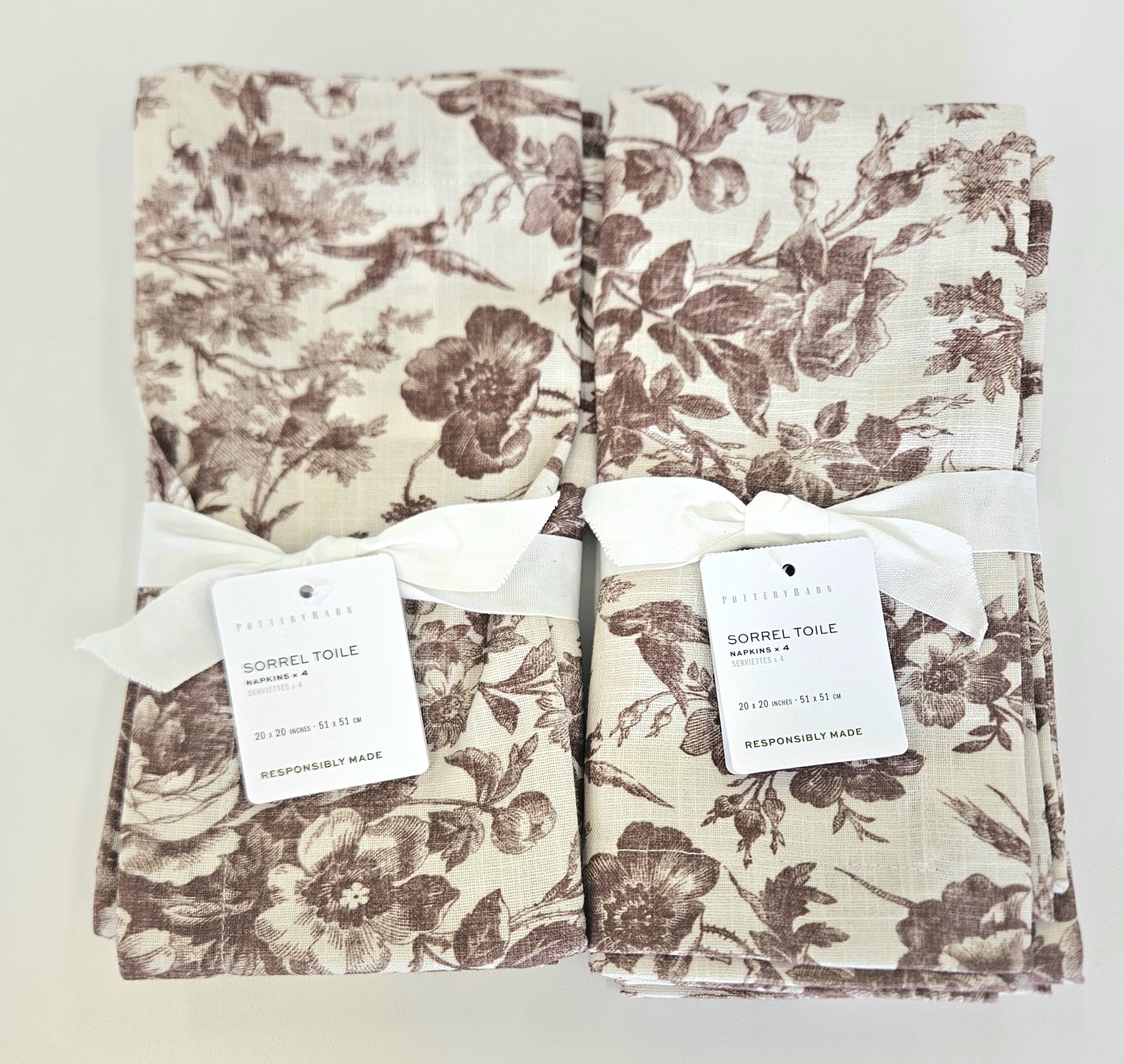 Pottery Barn 8-Toile cotton napkins