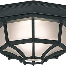 Flush Mount Ceiling Light, 10.5 in W, Black