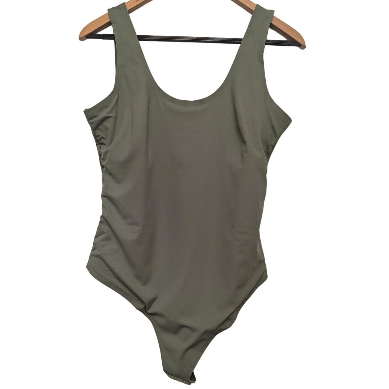 Pinsy Scoop Tank Hourglass Shapewear Thong Bodysuit Green Cactus