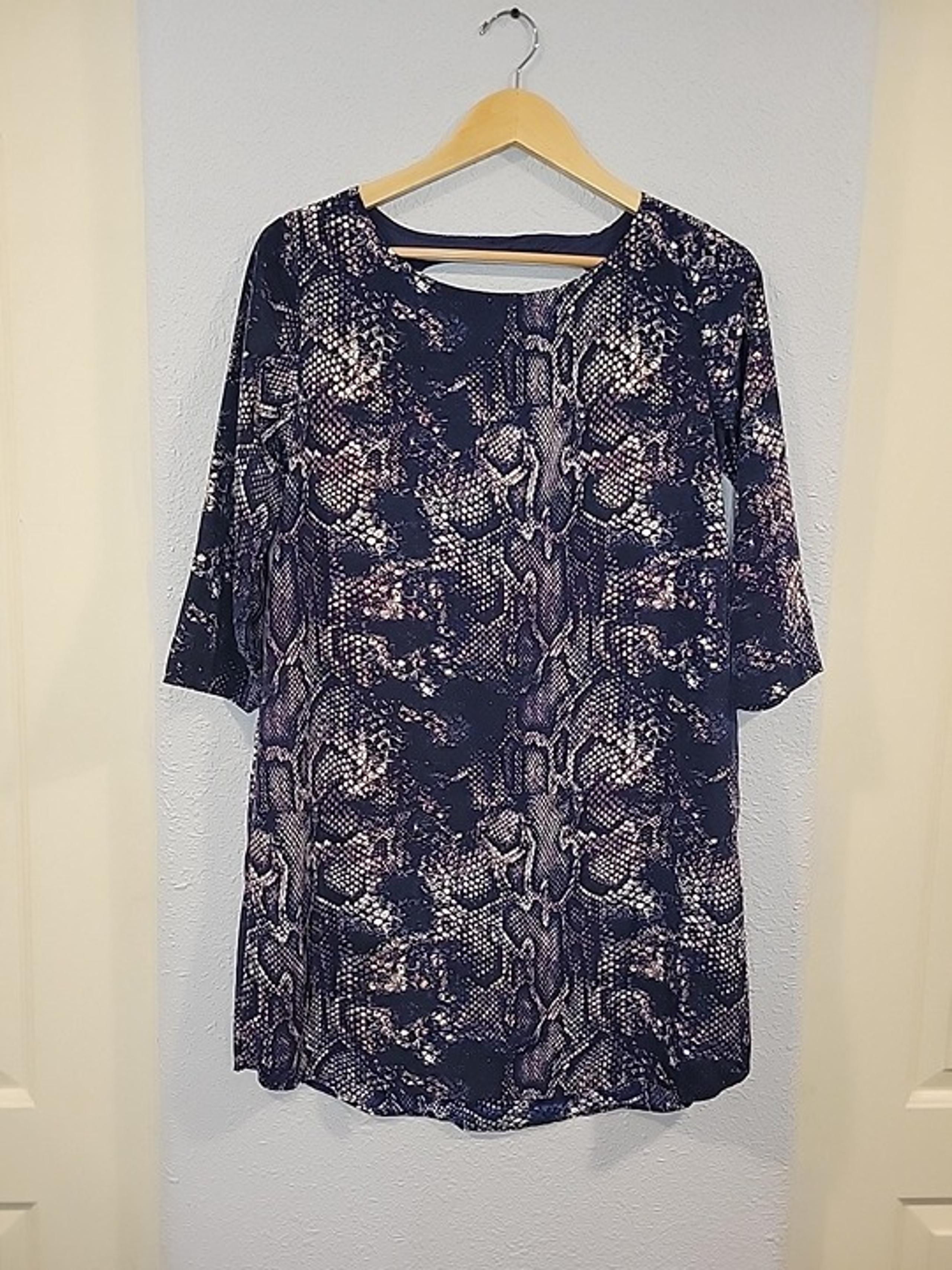 Buddy Love Womens Mini Shift Dress Navy Snake Skin Print Size Medium