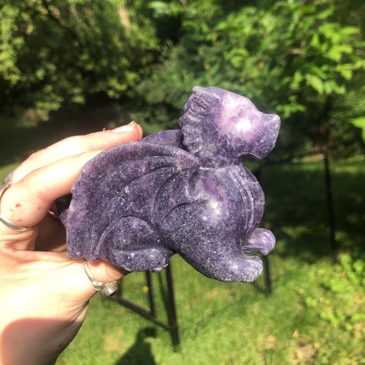 Lepidolite dragon carving
