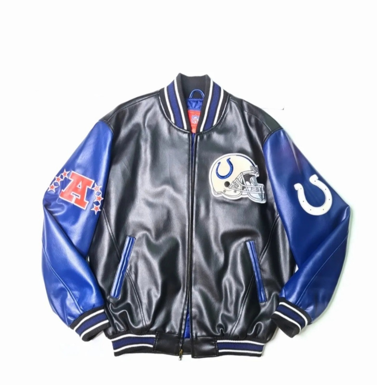 NFL Indianapolis Colts Leather Jacket Full Zip 4 Pocket G-III Apparel Size M