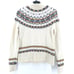 J.Crew Womens Ivory & Blue Rolled Hemline Mock Neck Nordic Lambs Wool Sweater S