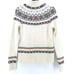 J.Crew Womens Ivory & Blue Rolled Hemline Mock Neck Nordic Lambs Wool Sweater S
