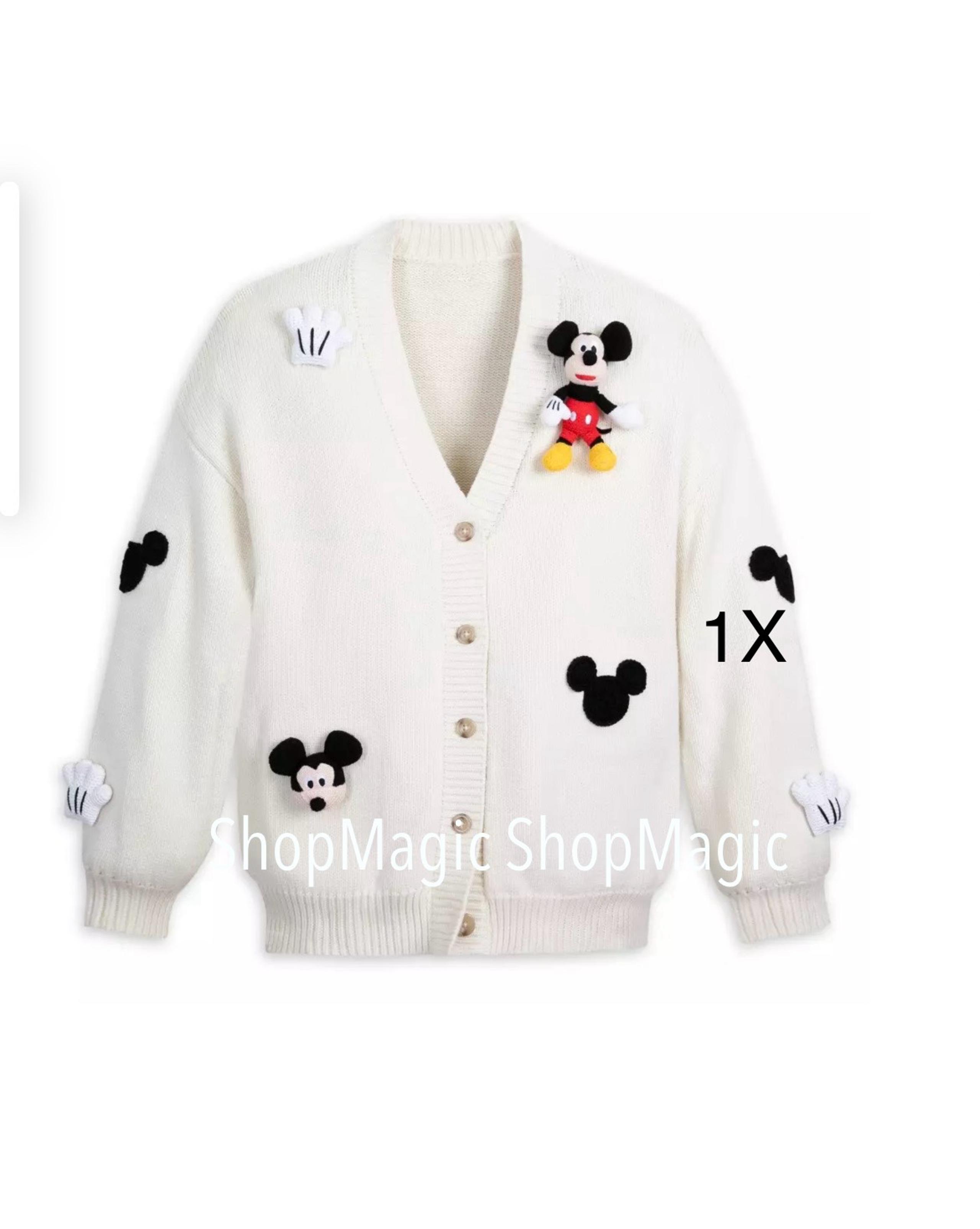 Disney Mickey Mouse Cardigan Sweater with Plush Appliqué for Women