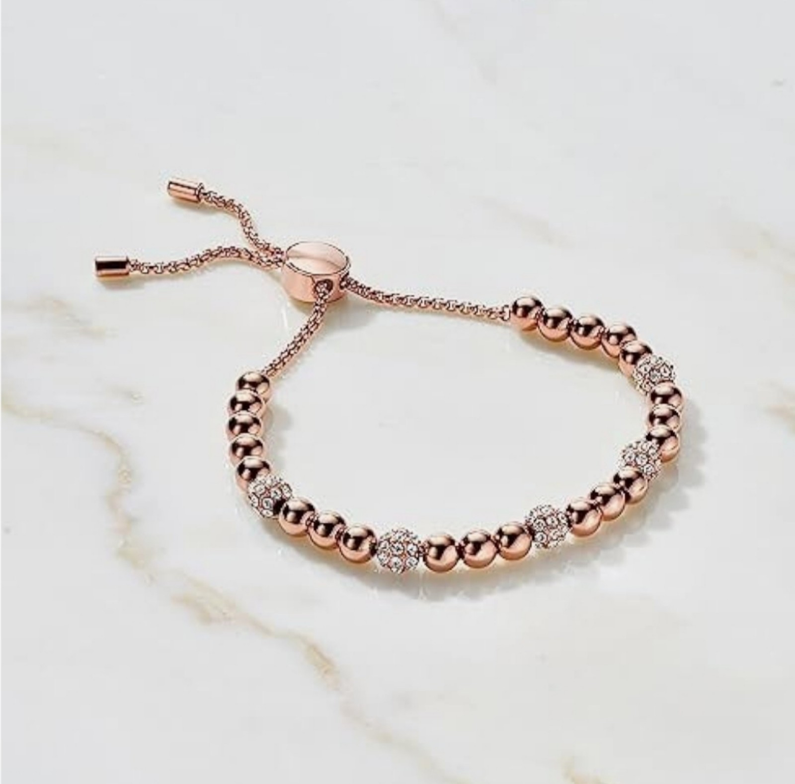 Michael Kors Stainless Steel and Pavé Crystal Beaded Bracelet for Women