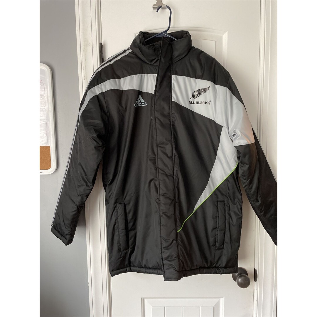 Adidas ALL BLACKS RUGBY Jacket Black & White Mens 3 STRIPE Coat MENS SMALL
