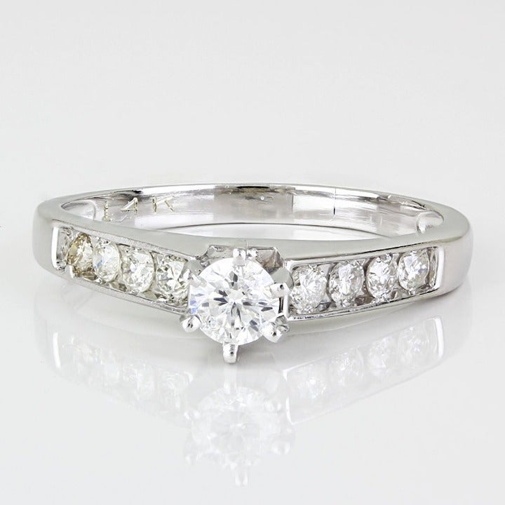14k White Gold Diamond Solitaire Bridal Wedding Engagement Ring