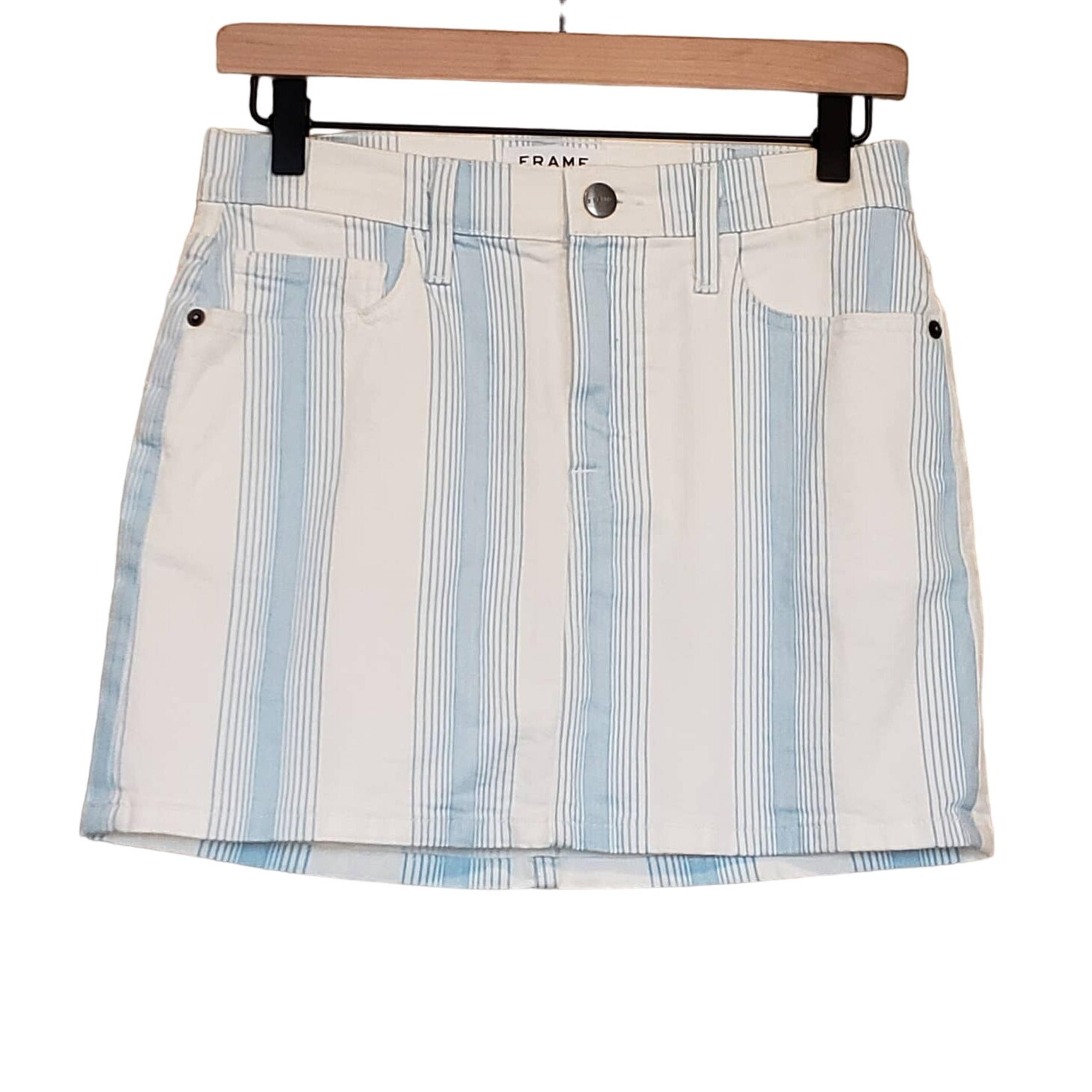 Frame Le Mini Skirt Ombre Stripe Denim Women's 26 Western Festival Summer