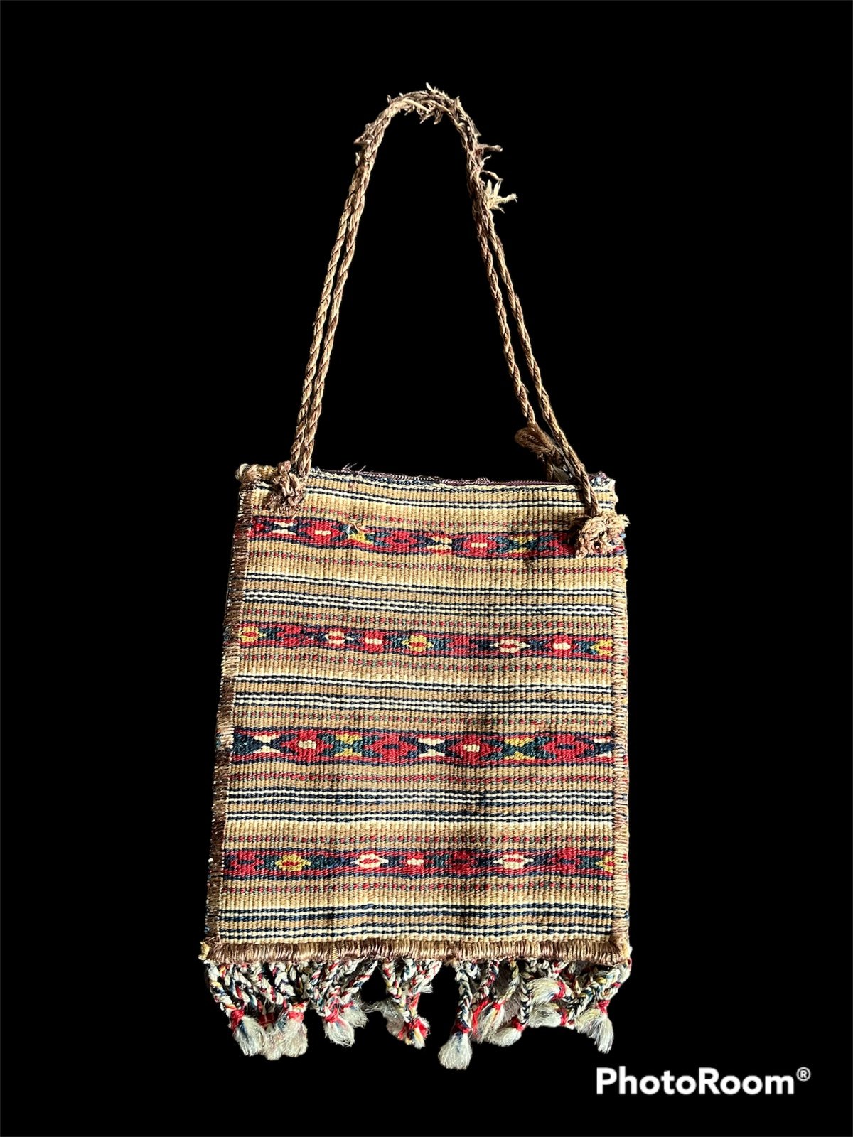 Vintage Southwest artisan woven wool tapestry shoulder bag purse
