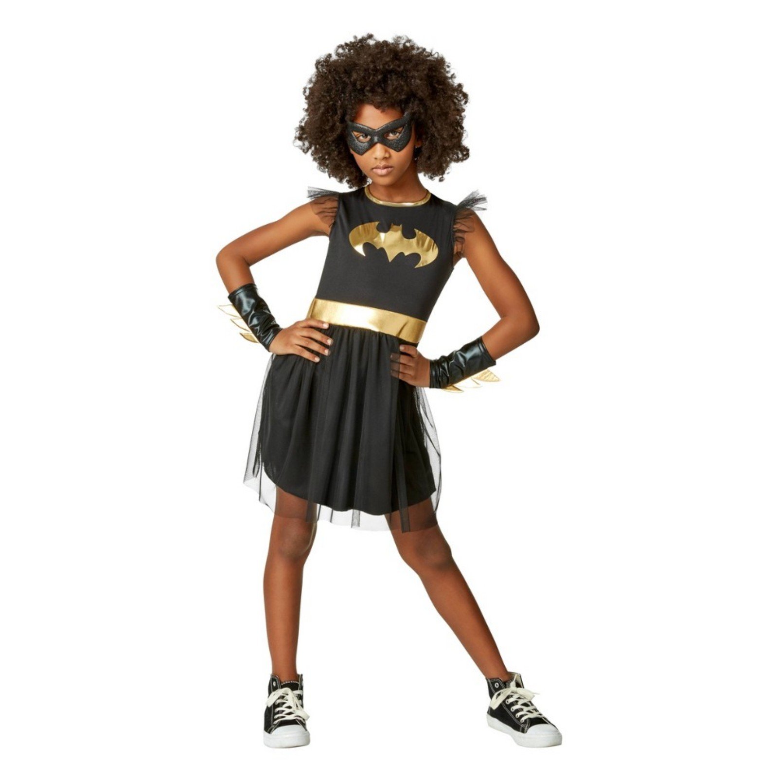 Batgirl Batman Dress Gauntlets & Mask Halloween Costume SMALL (4-6)