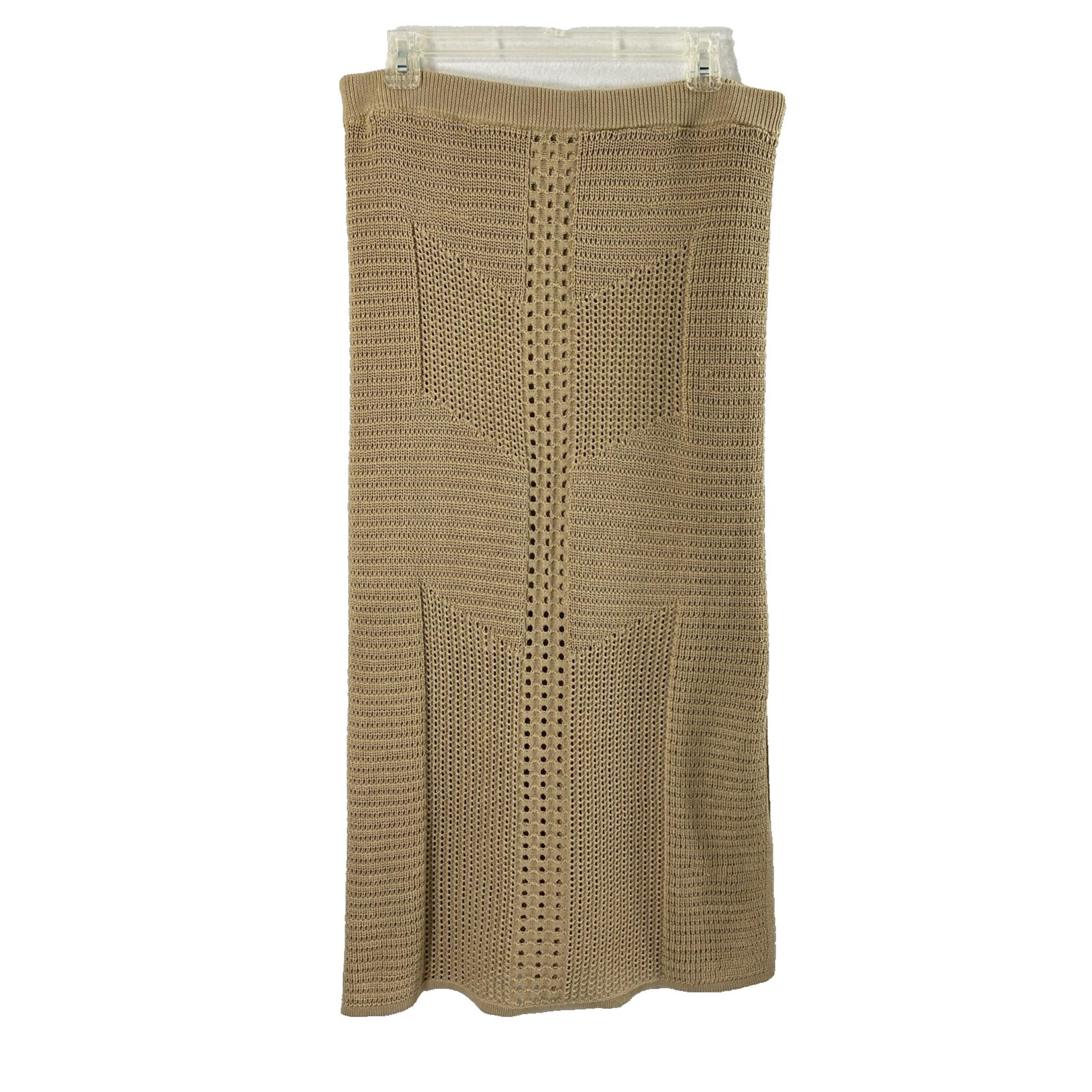 Rachel Zoe Sweater Maxi Skirt Womens Large Tan Straight Boho Hippie