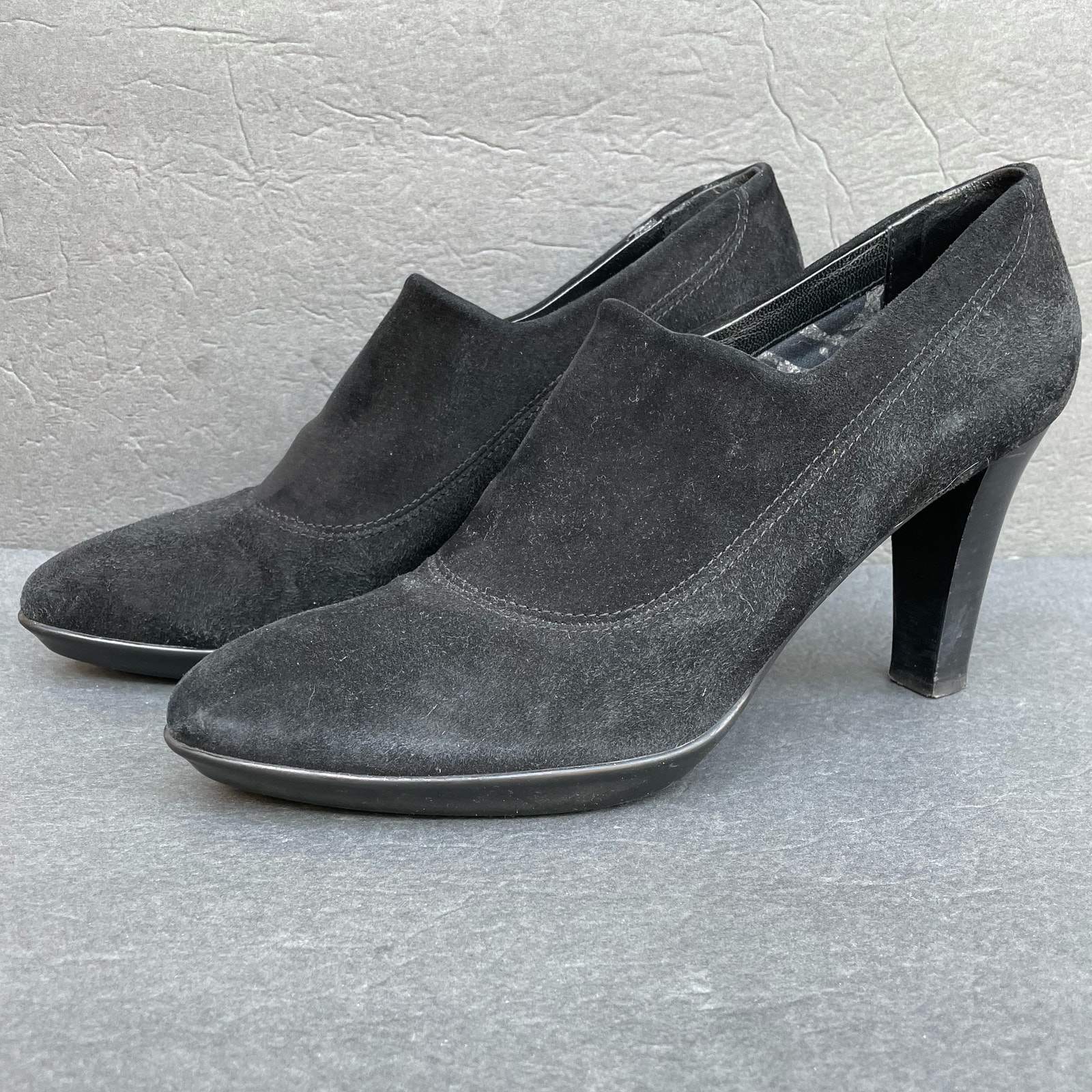 Aquatalia Black Suede Nubuck Heels Italy 10
