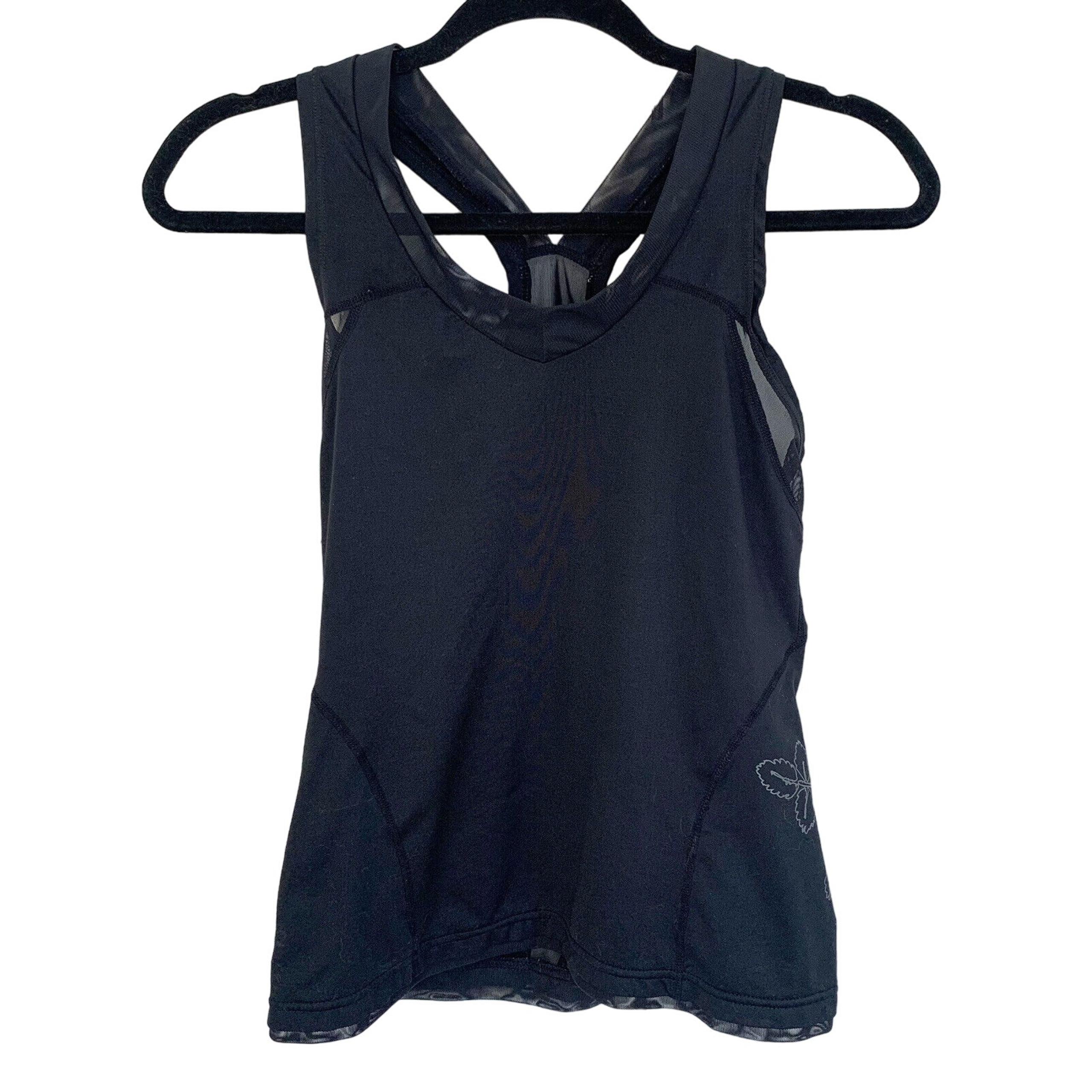 Sugoi Performance Tank Top Womens Black Racerback Cycle Bike Small Floral Mesh