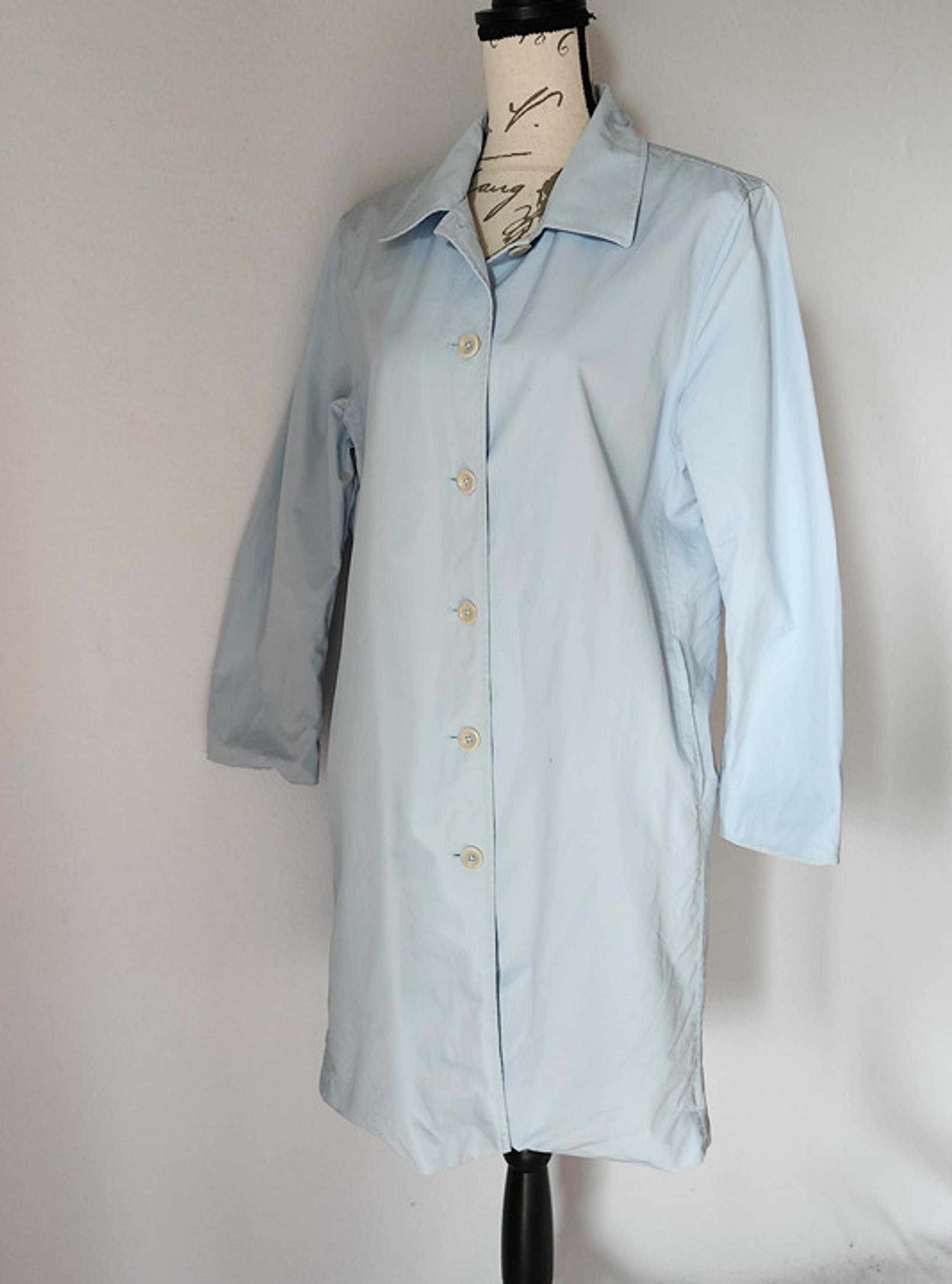 Vintage Brooks Brothers 346 Lite Weather Rain Trench Coat Button Cotton Blue M