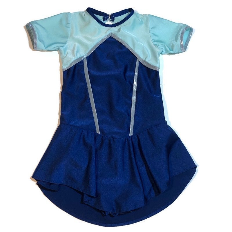 Girls Blue Teal Silver Figure Ice Skatin