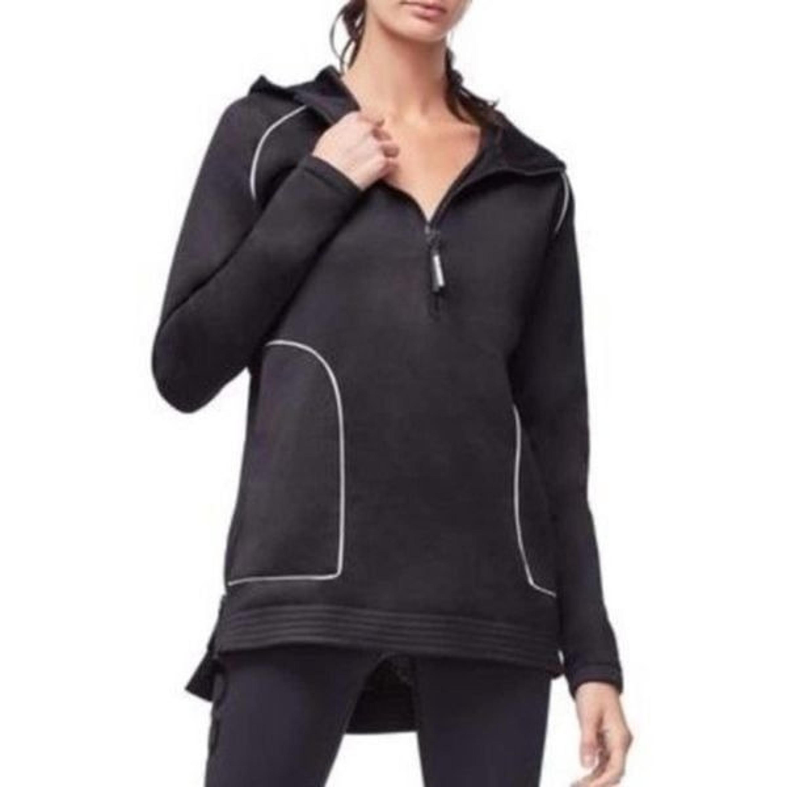 Good American Black Performance Hoodie Workout Athletic Sweatshirt Womens M/L