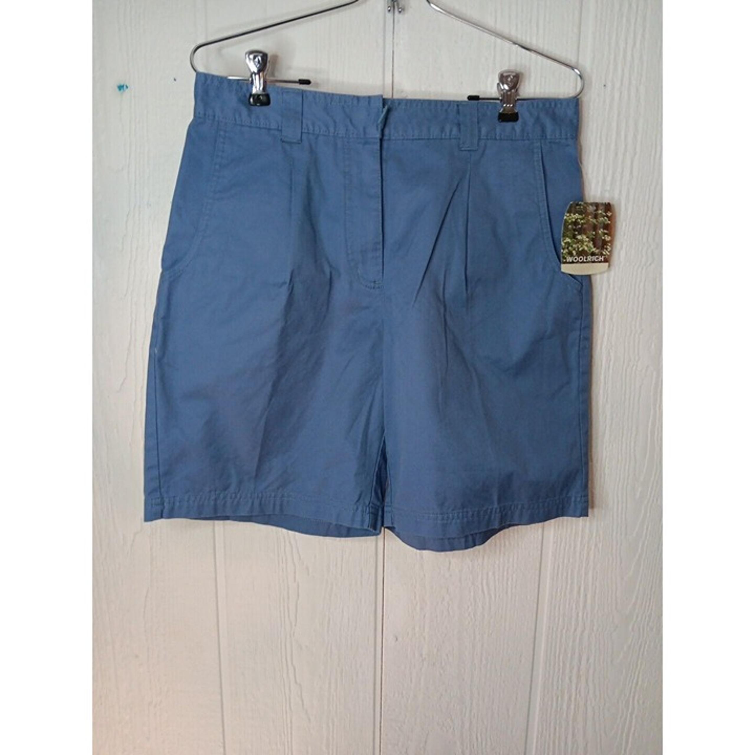 WOOLRICH Kenna Shorts Women's 6 Cotton Sky Blue Khaki Pleated Front Walking NWT