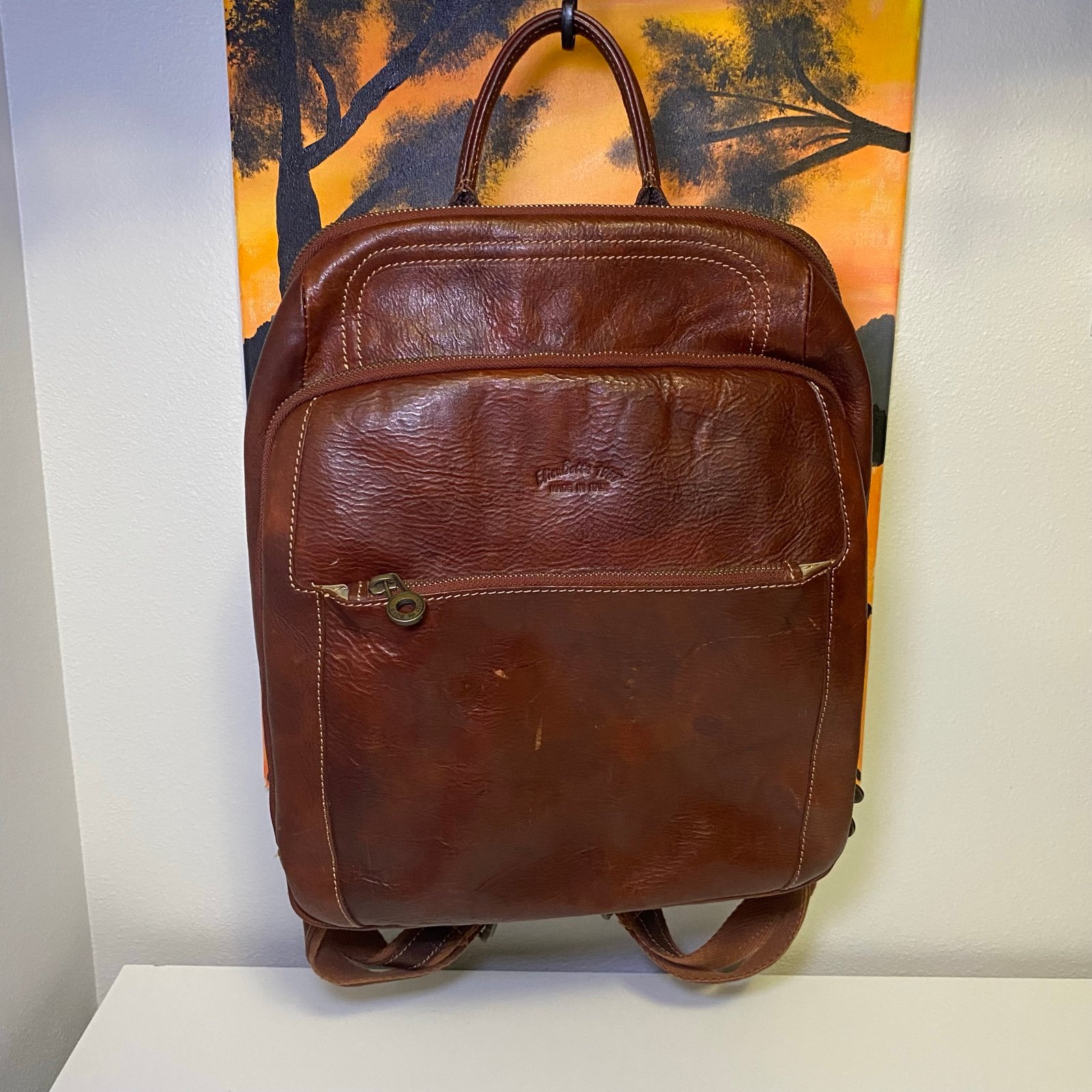 ElisaBetta 1987 Genuine Italian Leather Brown Backpack