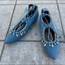 Aquazzura Blue Satin Crystal Flats