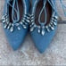 Aquazzura Blue Satin Crystal Flats