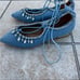 Aquazzura Blue Satin Crystal Flats
