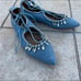 Aquazzura Blue Satin Crystal Flats