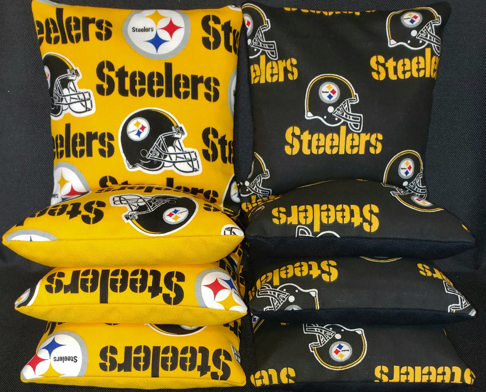 Set of 8 Pittsburgh Steelers All Weather Cornhole Bean Bags FREE SHIPPING