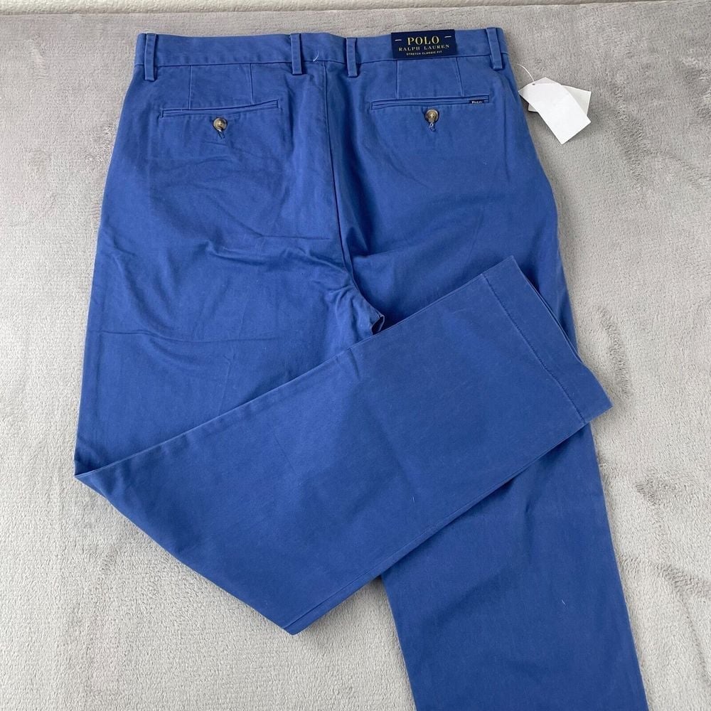Polo Ralph Lauren Chino Pants Men 34x31 Blue Twill Stretch Classic Fit NWT