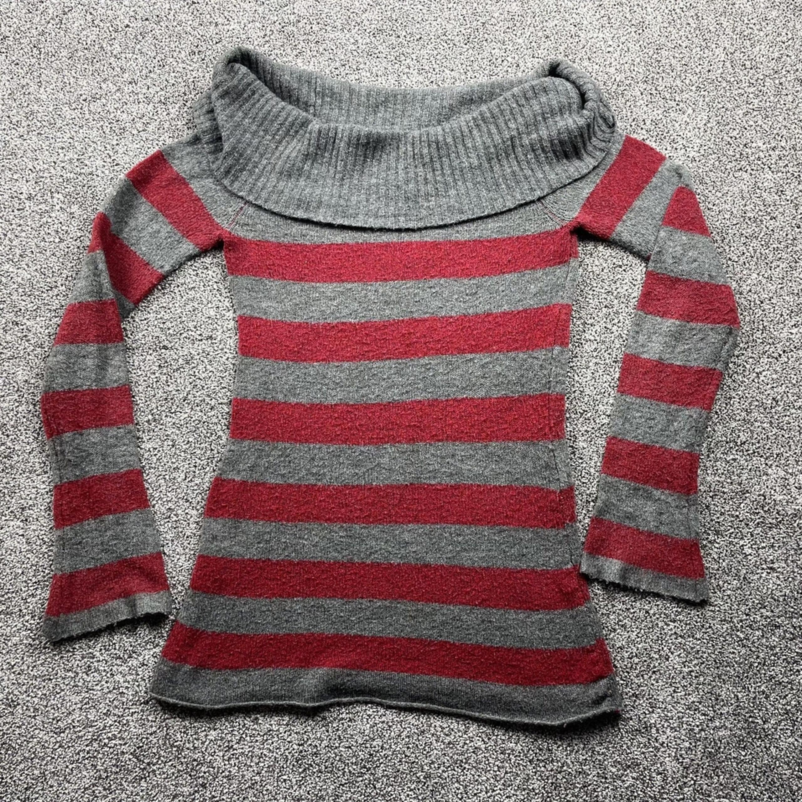 Next Era Couture Sweater Size Medium Striped Top Knit Retro Y2K Off Shoulder