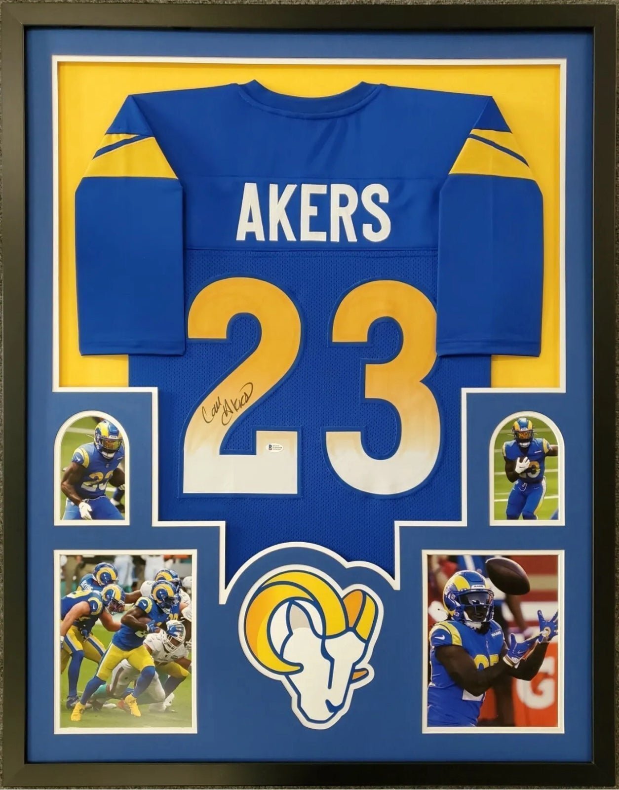 Cam Akers 32/40 custom framed Signed Jersey w/COA