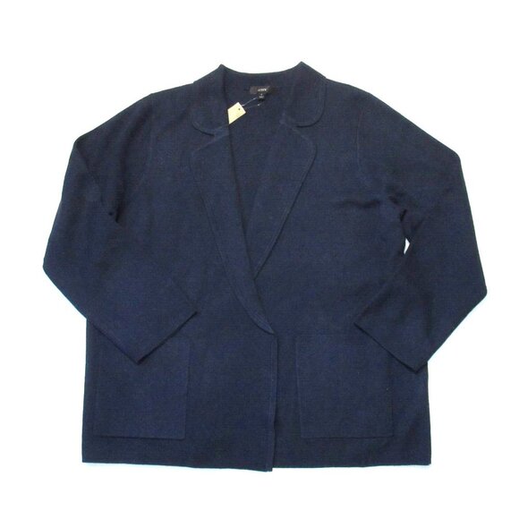 NWT J.Crew Eloise in Navy Blue Open-Front Sweater Blazer Cardigan L