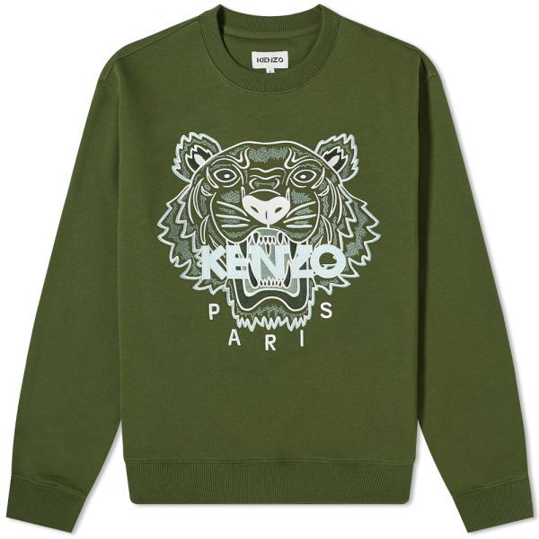 Kenzo Tiger Crewneck Sweatshirt Olive/Khaki Men's Size Large