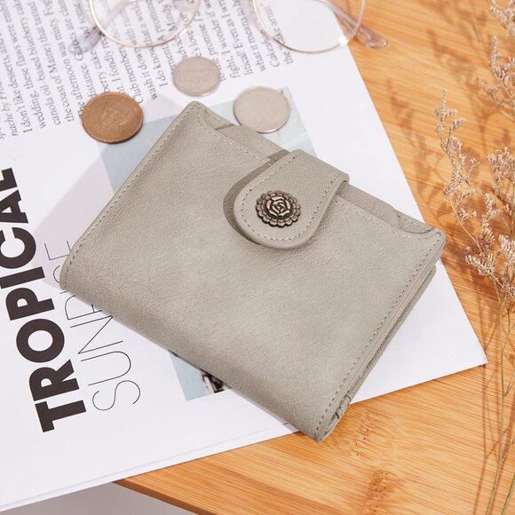 New Small Leather Wallet for Women RFID Blocking Trifold Compact Card Holder