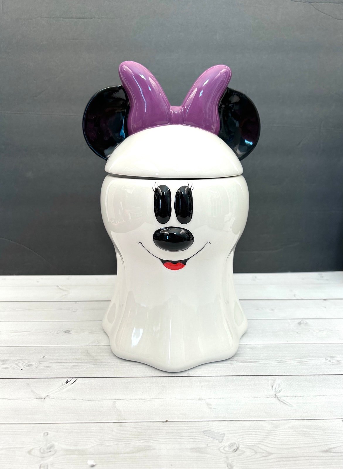 Disney Minnie Mouse Ghost Halloween Cookie Jar Canister New