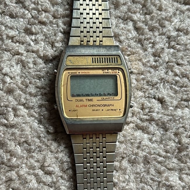 Vintage unisex two tone alarm chronograph stainless steel watch