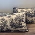 (2) Waverly Black Cream French Country Toile Buffalo Check Accent Lumbar Pillow