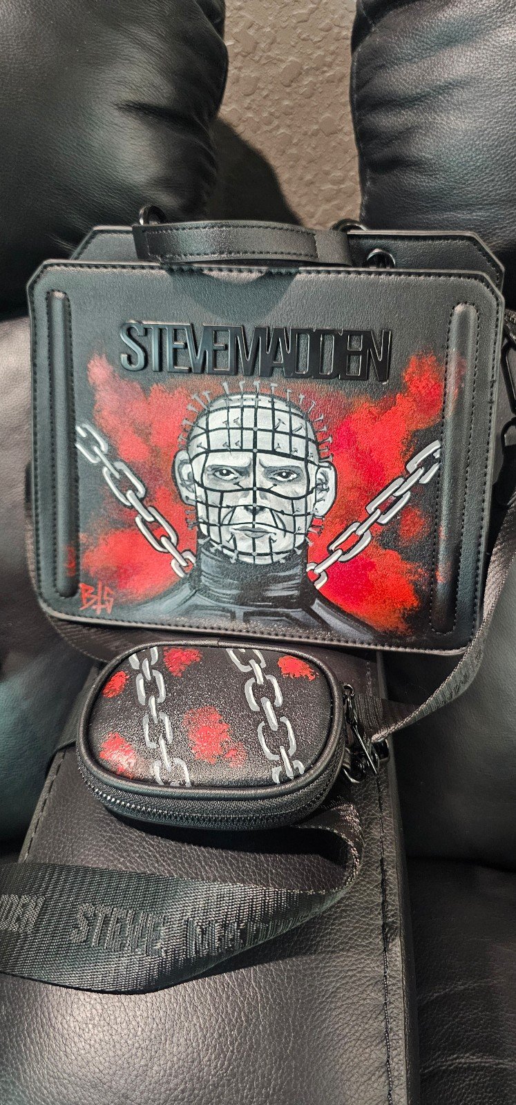 Steve Madden Handpainted Custom Hellraiser Pinhead Purse/Wallet