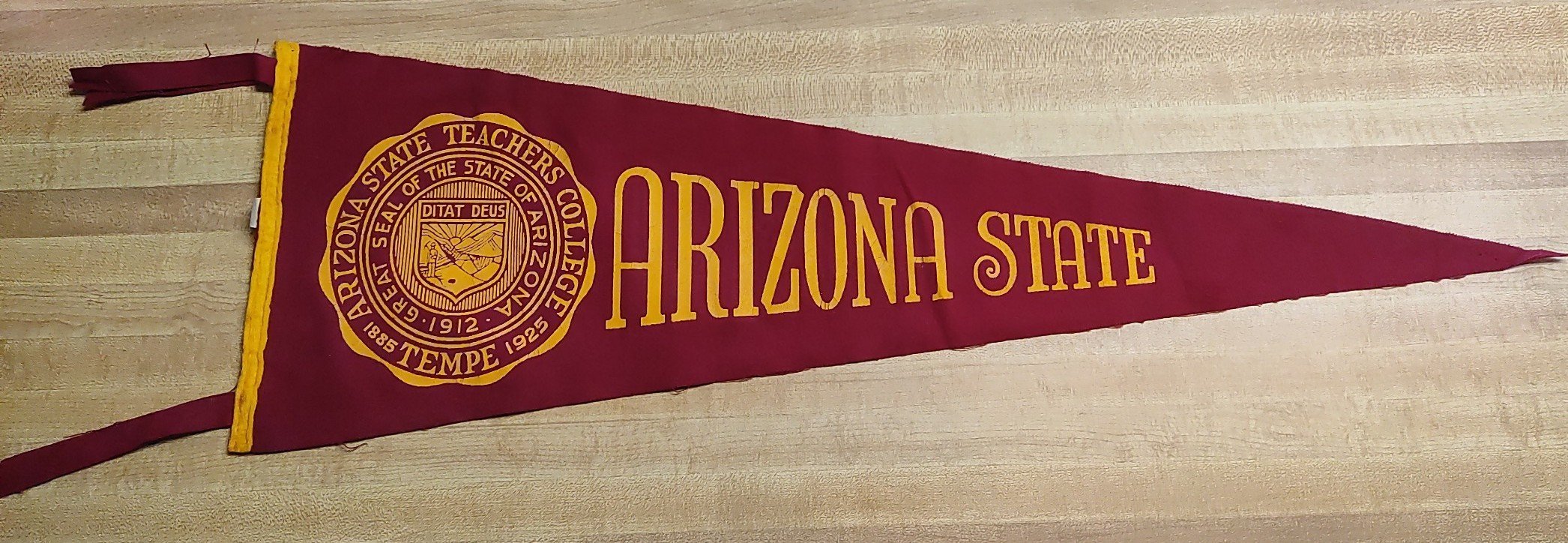 Vintage Early 1940s Rare Arizona State ( Sun Devil's) Teachers College Pennant