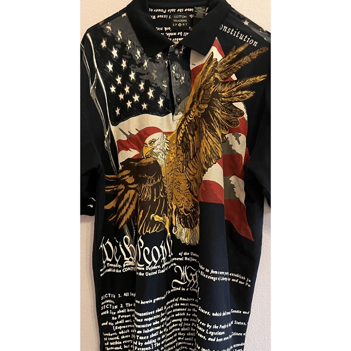 Vintage Eagle Flag USA Constitution Patriotic America Shirt Size XLG
