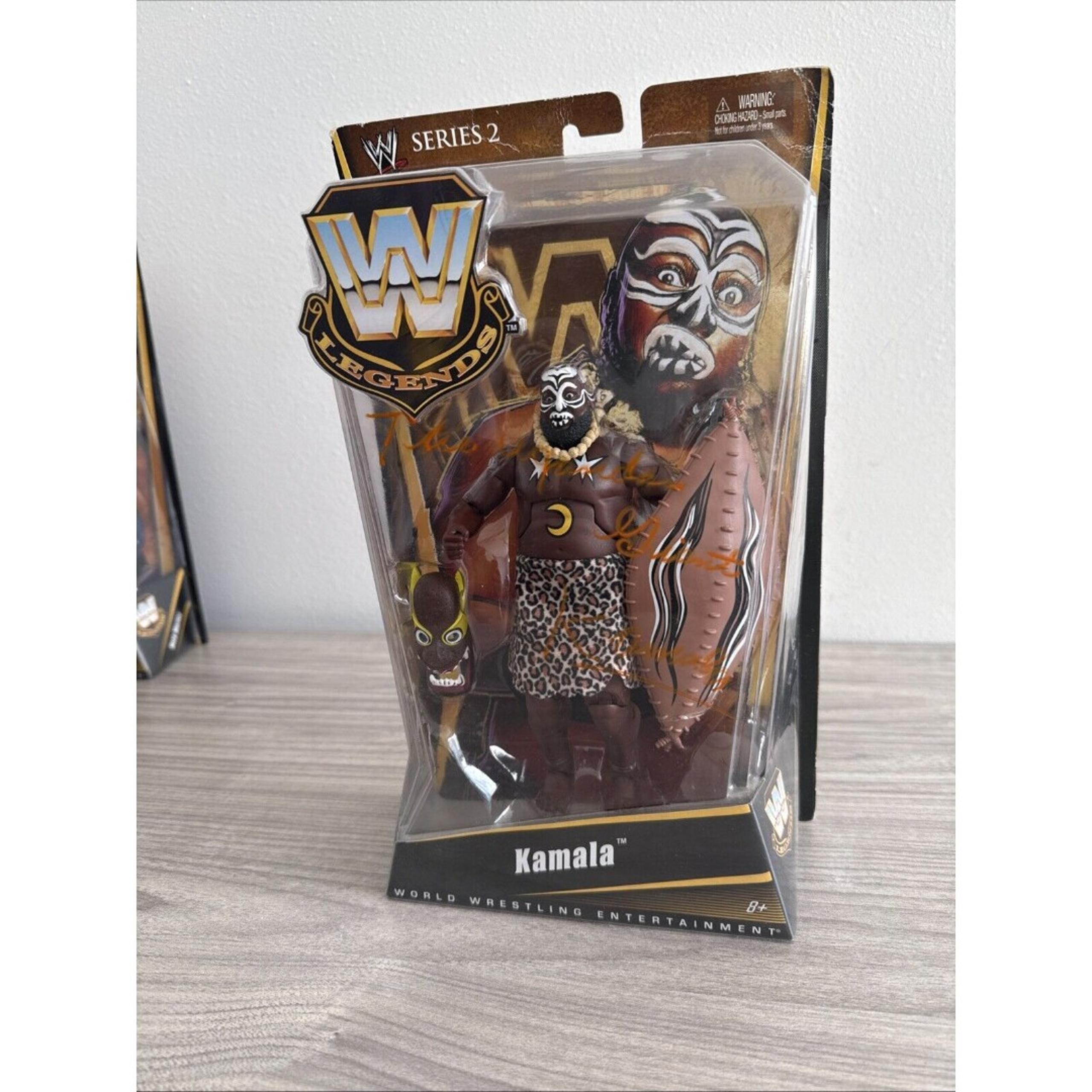 WWE Mattel Legends Kamala Autographed Wrestling Figure MOC Signed Rare W Pic