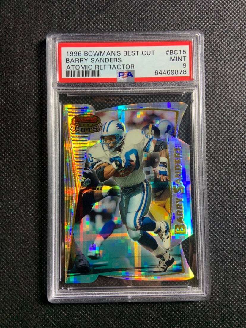 1996 Barry Sanders Bowman's Best Cut Atomic Refractor #BC15 PSA 9 MINT HOF Rare