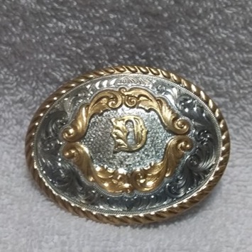 Montana Silversmiths Sterling Silver Plate Letter D Buckle Silver Gold Great VTG