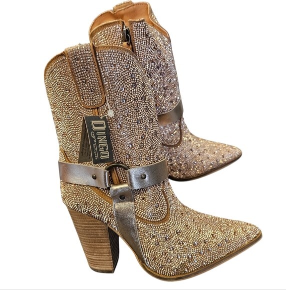 Dingo Crown Jewel Leather Rose Gold Harness Bootie Womens NEW 9.5