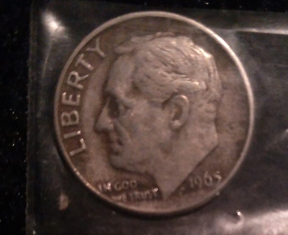 1965 dime with letter offset