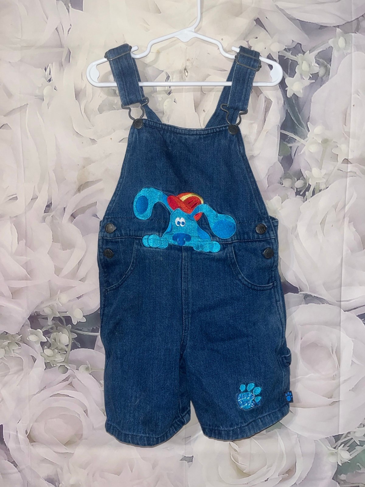 Vintage Blues Clues Y2K Embroidered Overalls Baseball Themed Size 4T Nickelodeon