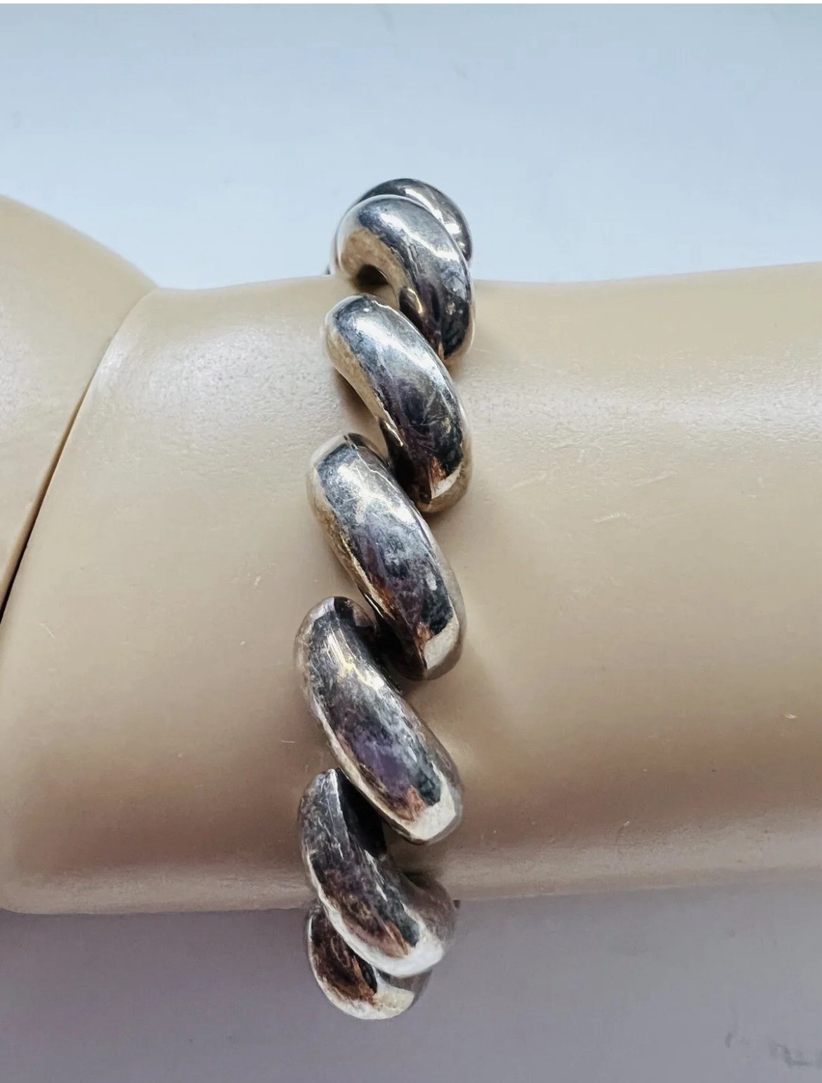 Vintage Italian Designer 925 Sterling Silver Marco Polo Bracelet 8” Long 24.93 g
